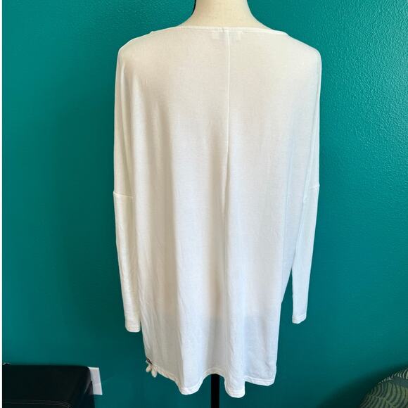 Umgee USA White Long Sleeve Tassel Trim Women's Blouse Small - Picture 4 of 9